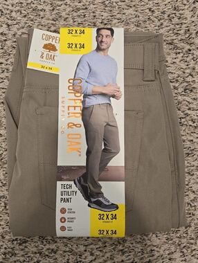 Copper and Oak Supply Co. Men’s Straight Fit Tech Utility Pants 32x34 Tan NWT